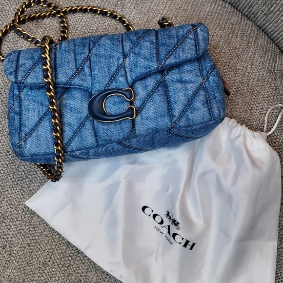 Quilted Denim Pillow Tabby Shoulder Bag - Picture 1 of 6